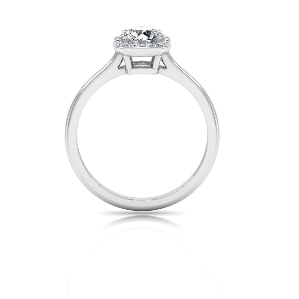 Petite Halo Brilliant Cut Moissanite Engagement Ring side