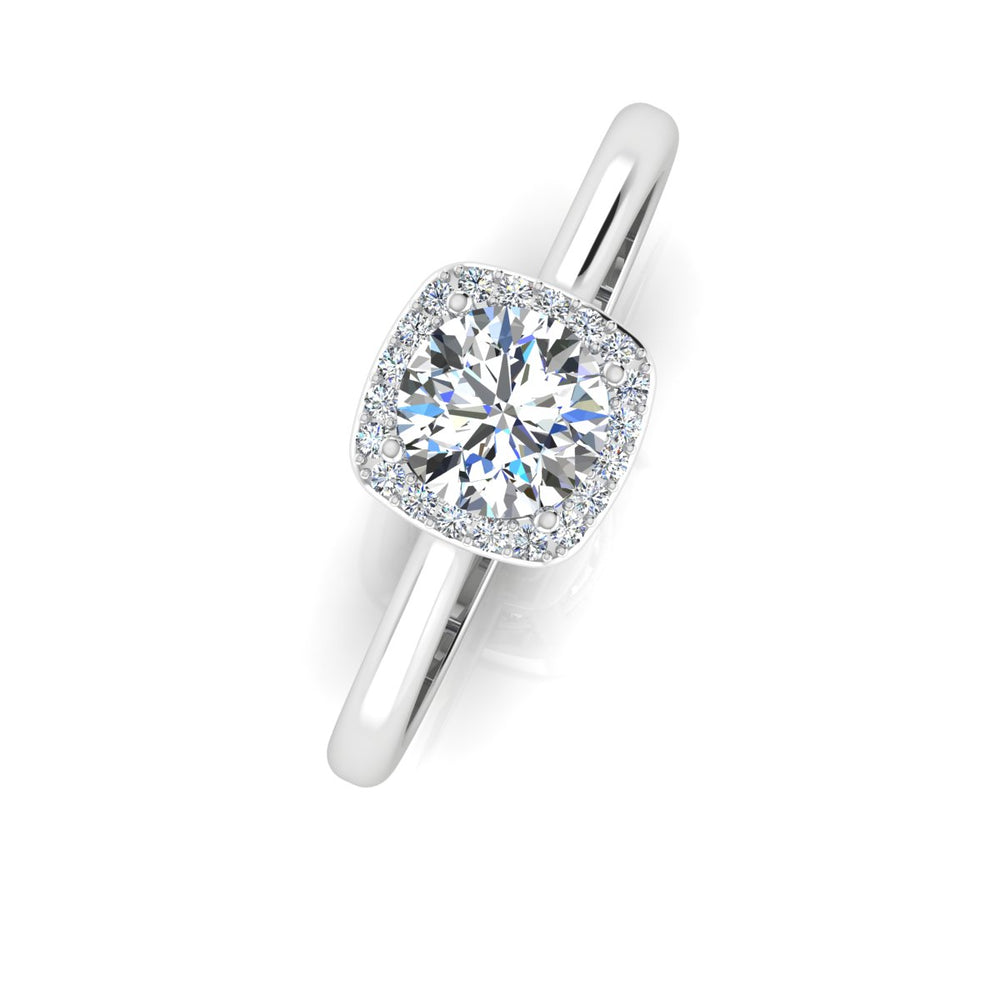 Petite Halo Brilliant Cut Moissanite Engagement Ring top