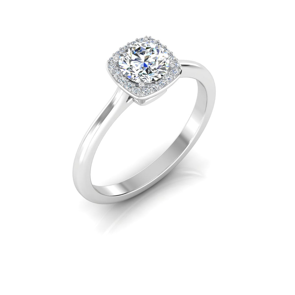 Petite Halo Brilliant Cut Moissanite Engagement Ring
