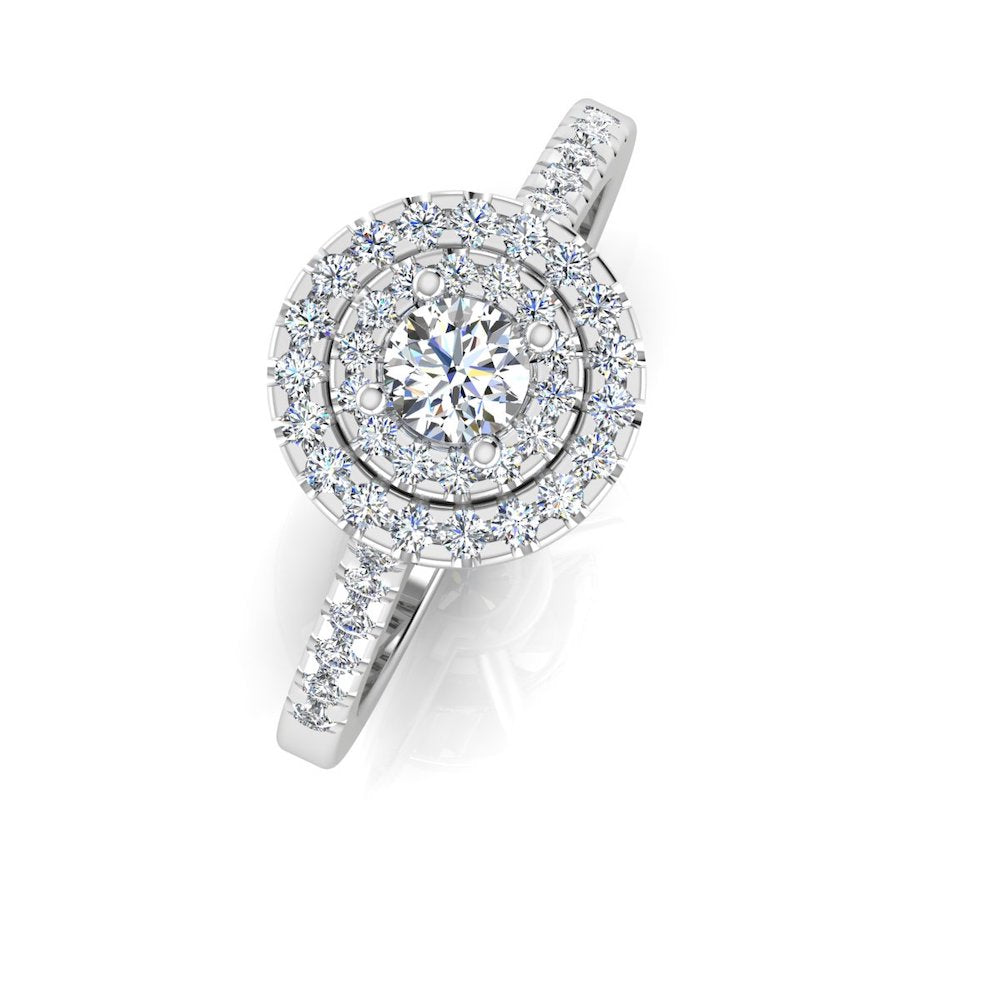 Petite Round Brilliant Double Halo Moissanite Engagement Ring top 2