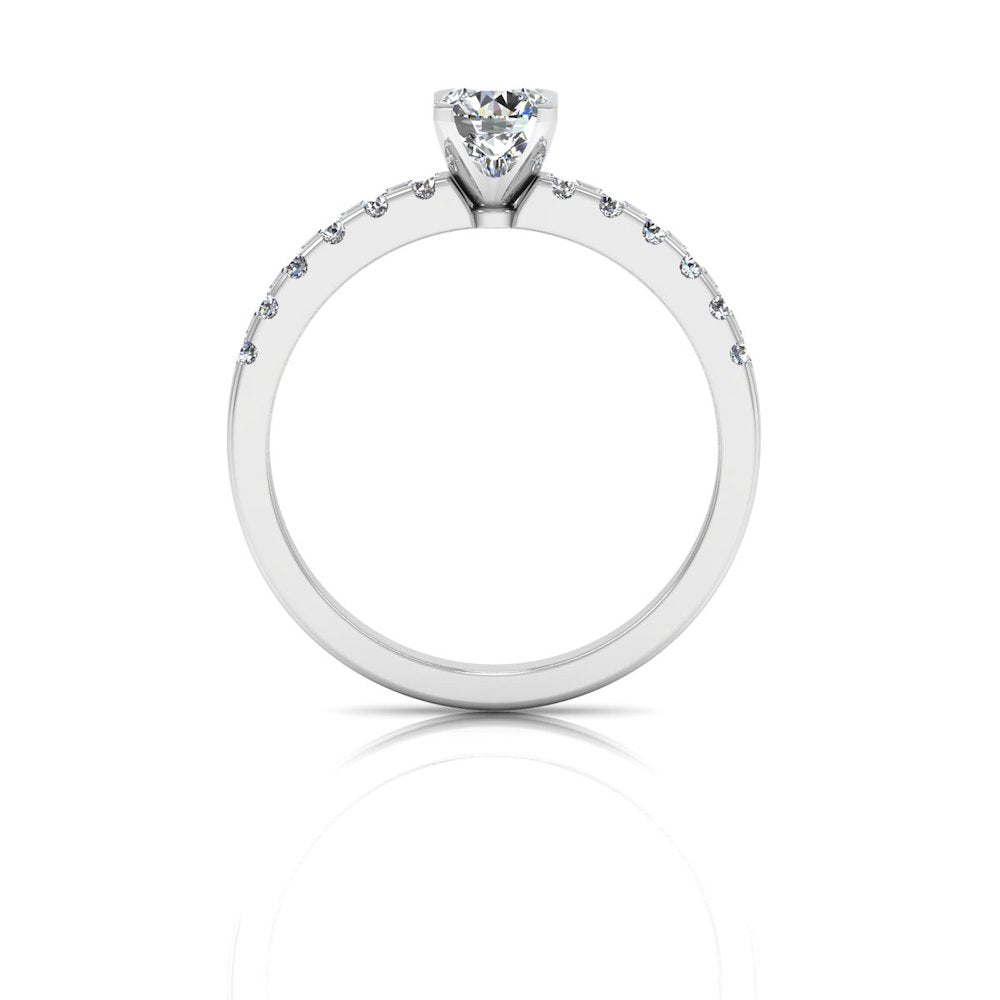 Petite Round Brilliant Moissanite Engagement Ring side