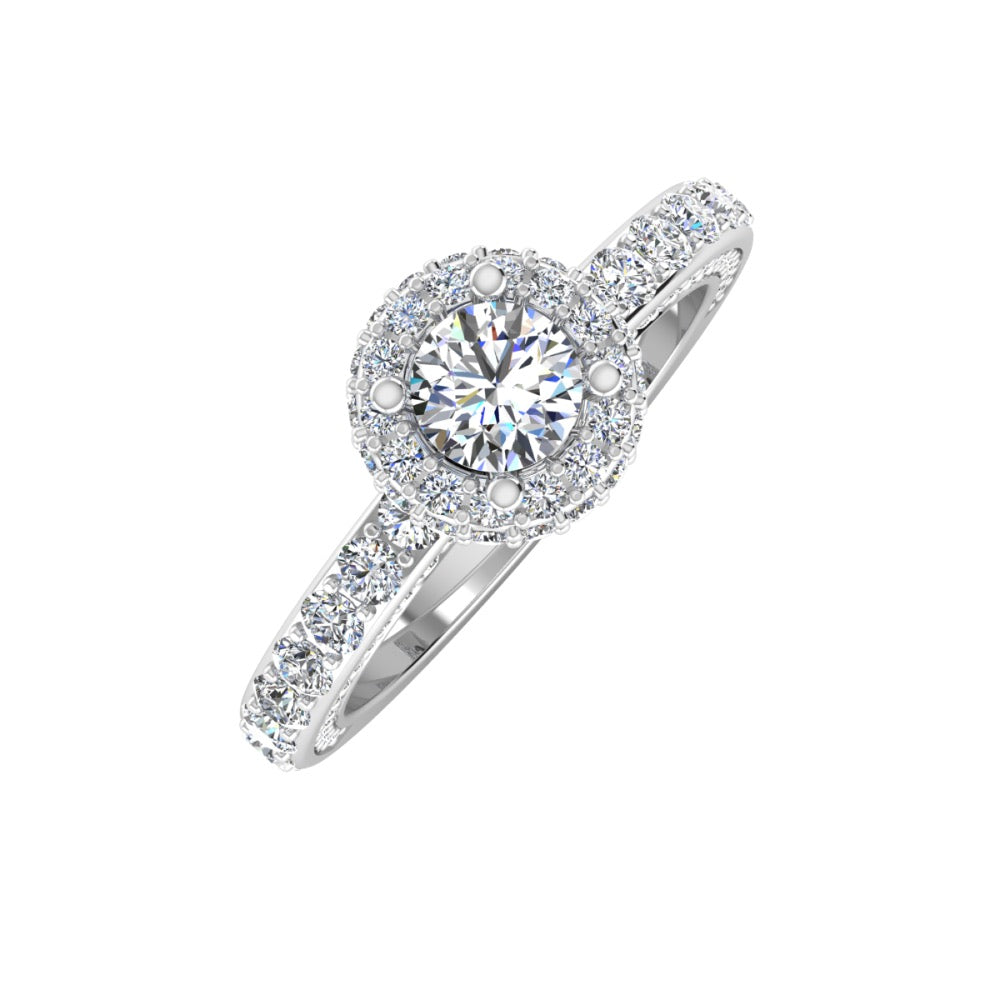 Petite Round Moissanite Halo Engagement Ring