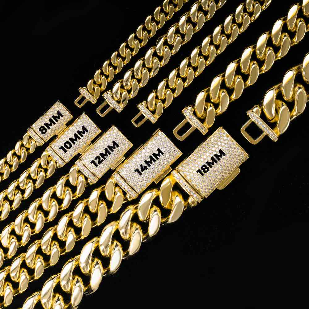 plain cuban link chain sizes clasp