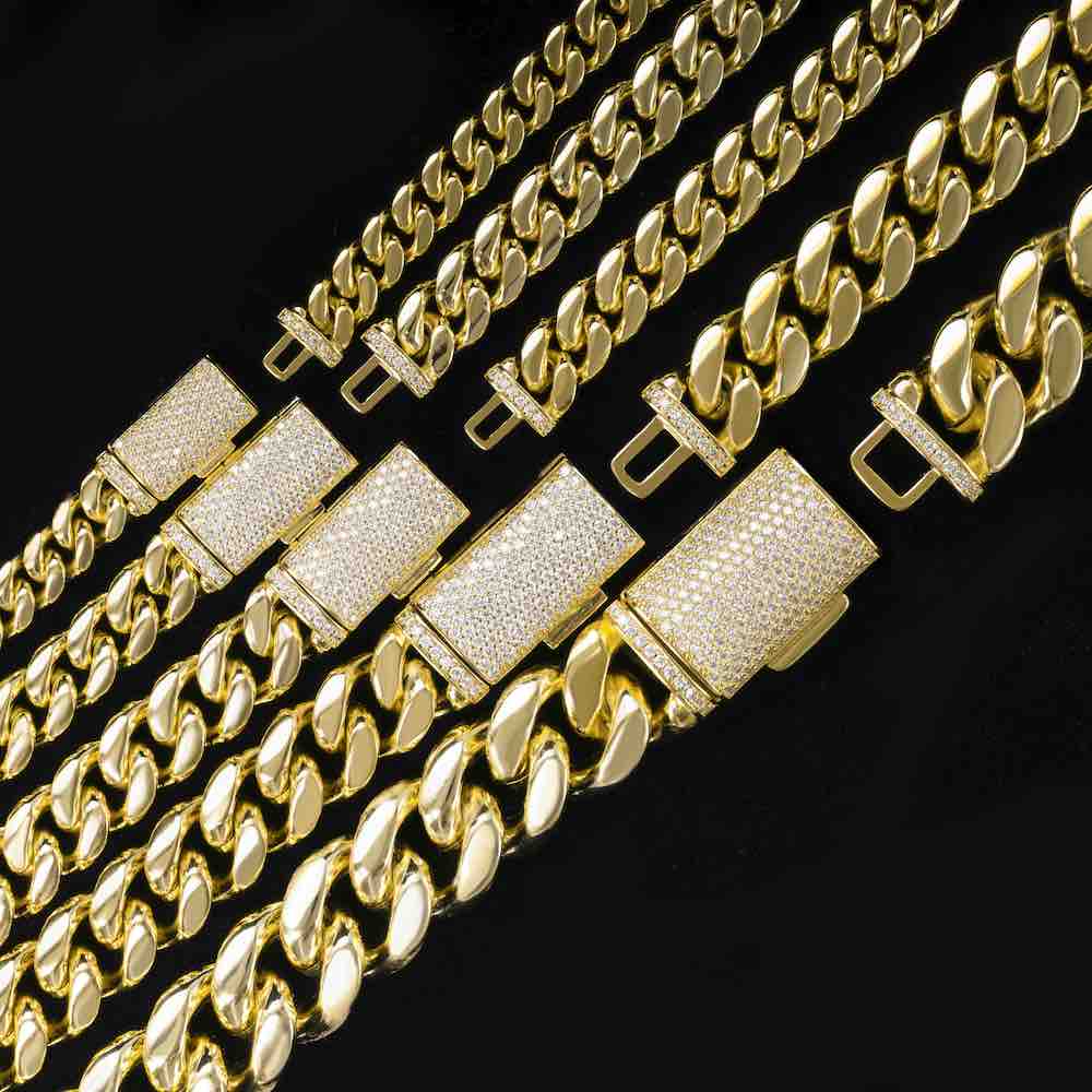 plain cuban link chain sizes close up