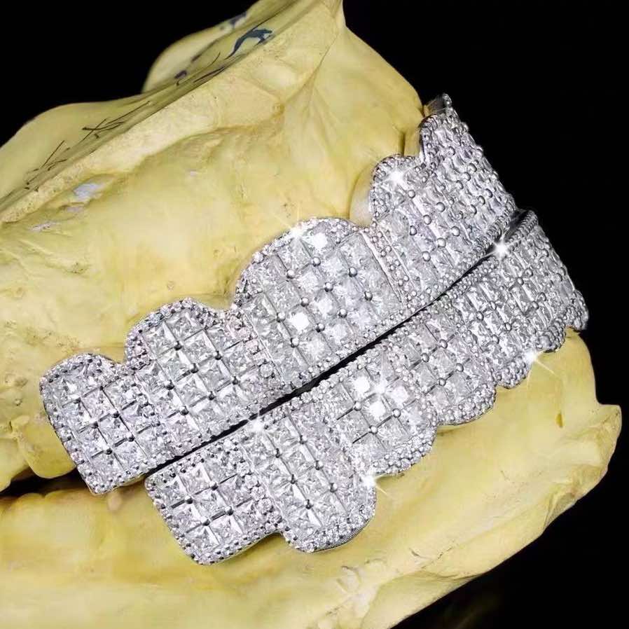 Prong set princess cut moissanite grillz side 2