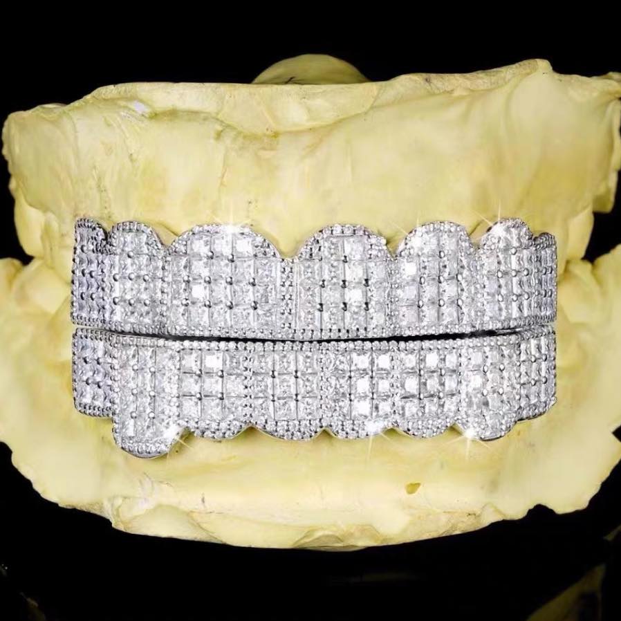 Prong set princess cut moissanite grillz