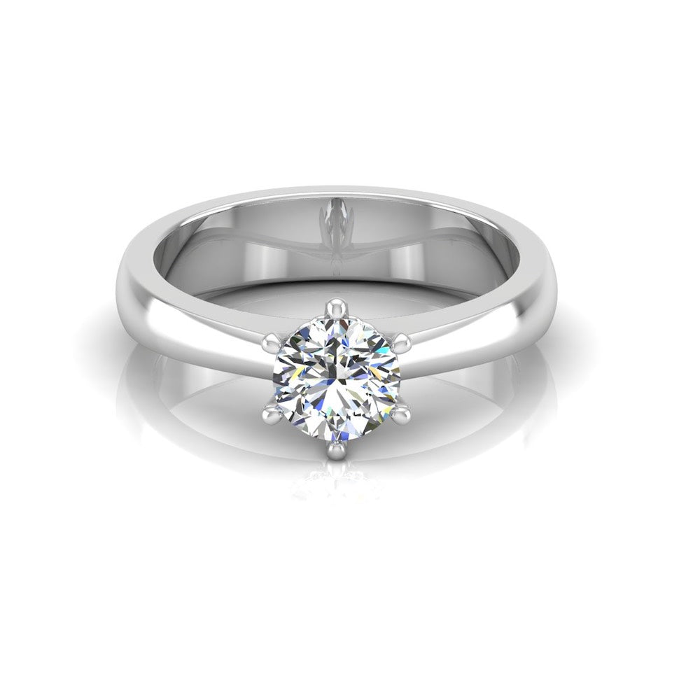Raised Solitaire Brilliant Cut Moissanite Engagement Ring front