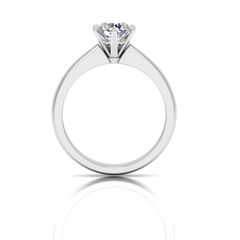 Raised Solitaire Brilliant Cut Moissanite Engagement Ring side 2