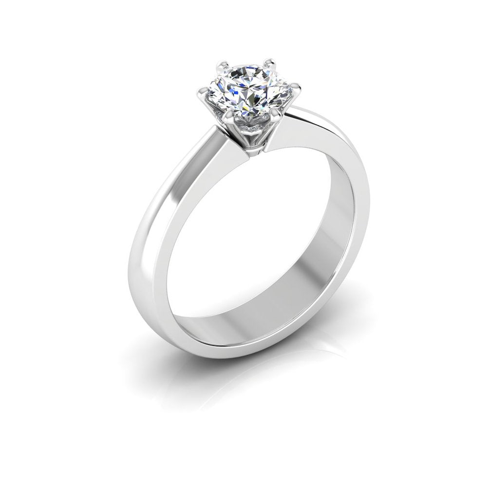 Raised Solitaire Brilliant Cut Moissanite Engagement Ring side 3