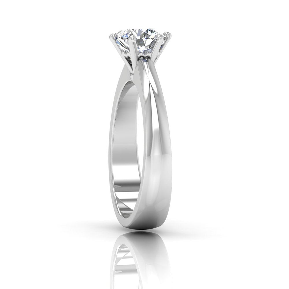 Raised Solitaire Brilliant Cut Moissanite Engagement Ring side