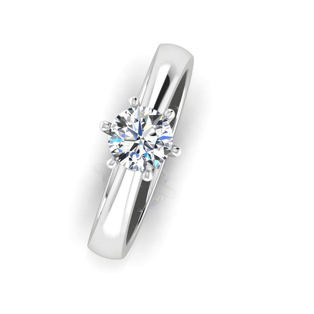 Raised Solitaire Brilliant Cut Moissanite Engagement Ring top