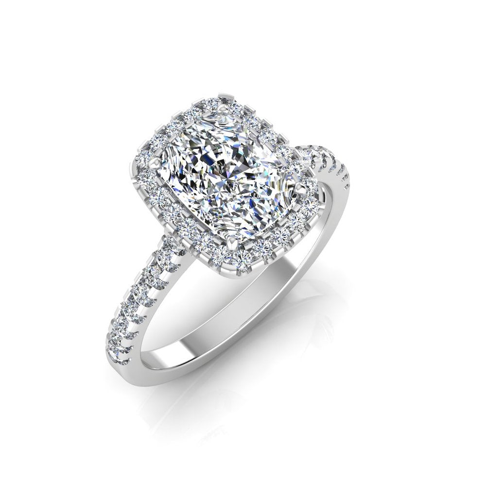 Rectangular Cushion Moissanite Halo Engagement Ring top 2
