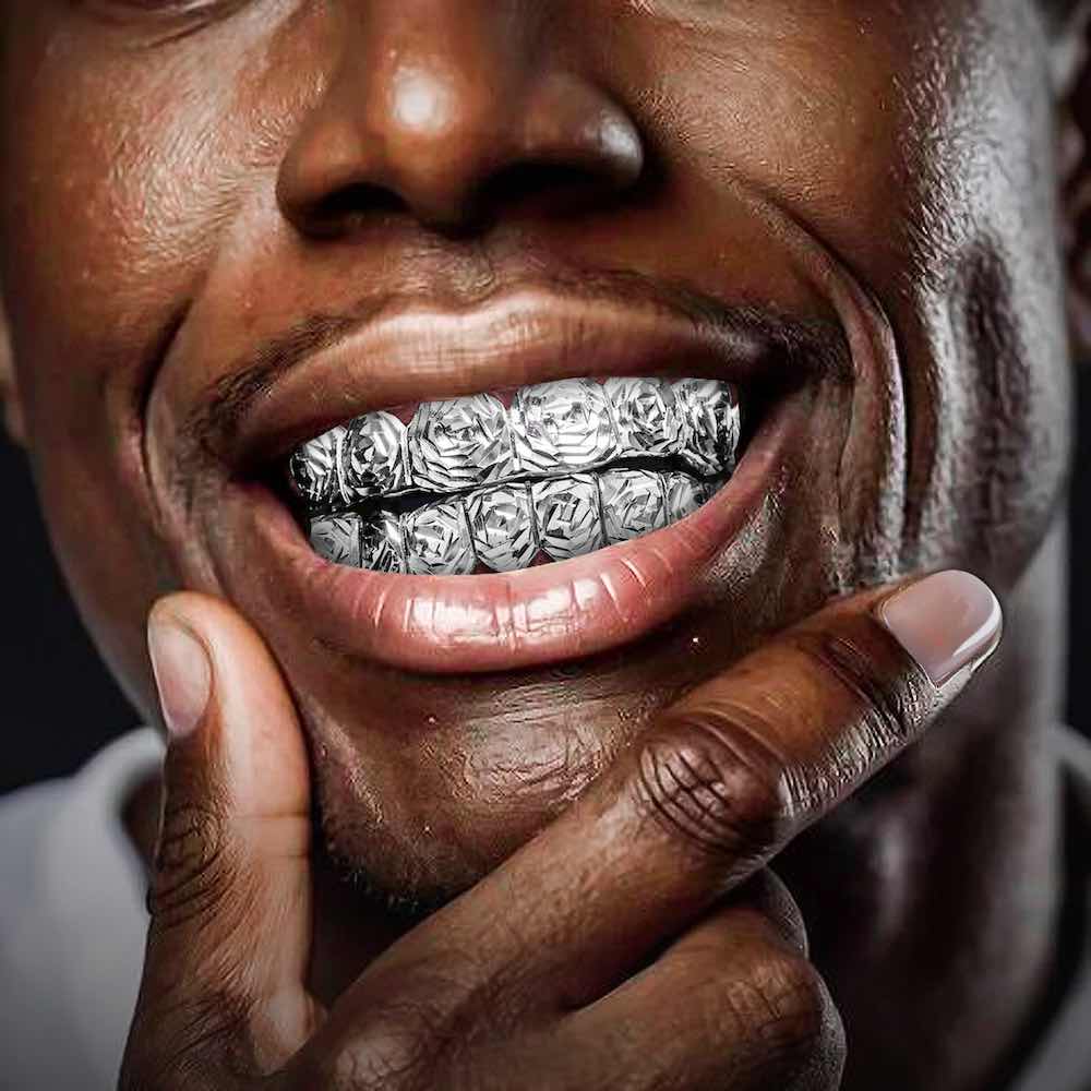 Rose cut custom grillz 14k white gold