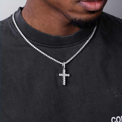 round cut moissanite cross pendant model