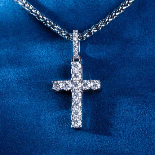 round cut moissanite cross pendant