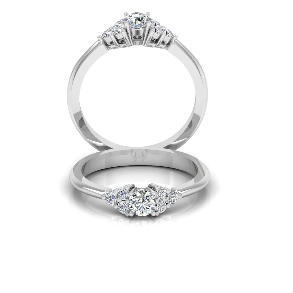Round Cut Petite Moissanite Engagement Ring set