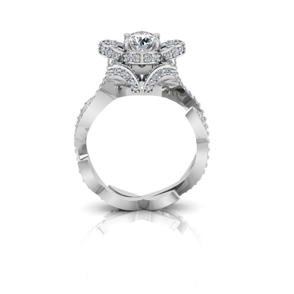 Round Floral Antique Moissanite Engagement Ring edge