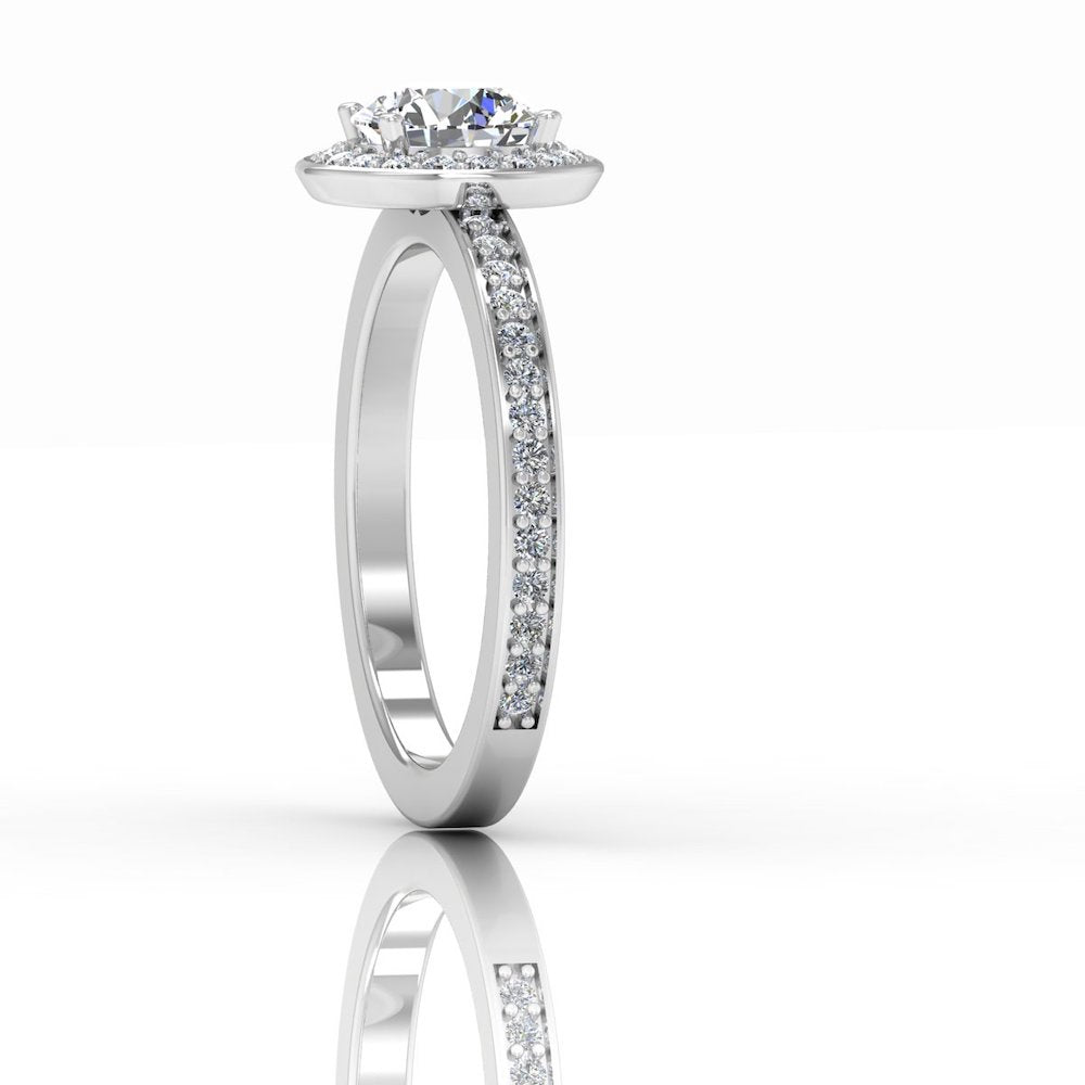 Round Halo Channel Set Moissanite Engagement Ring side 3