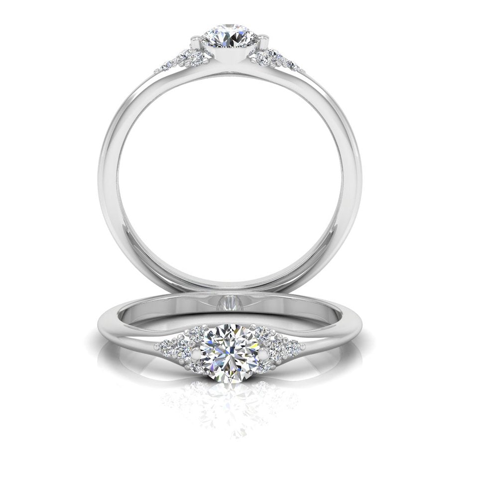 Round Moissanite Engagement Ring set
