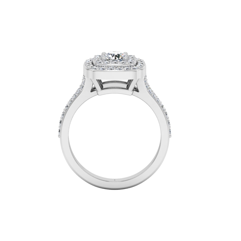 Round Split Shank Double Halo Moissanite Engagement Ring side