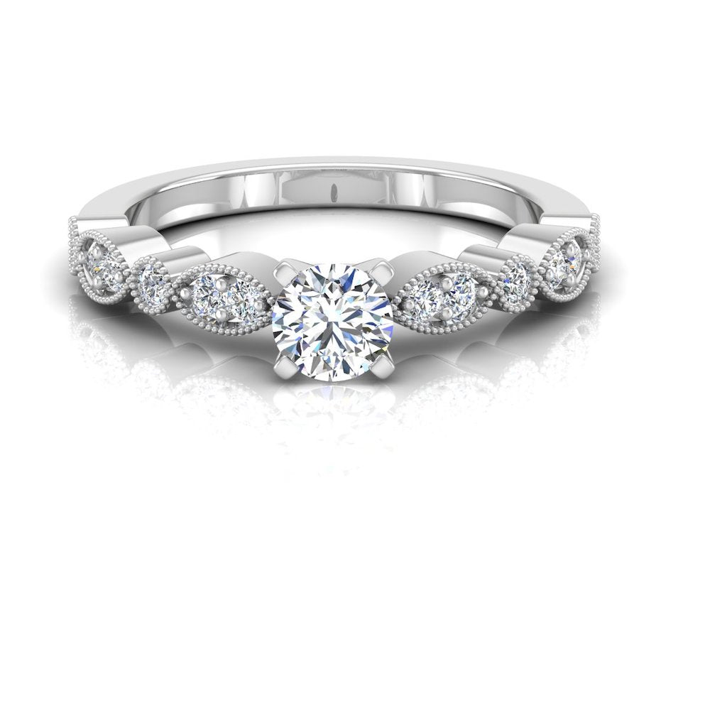 Scalloped Design Moissanite Engagement Ring front