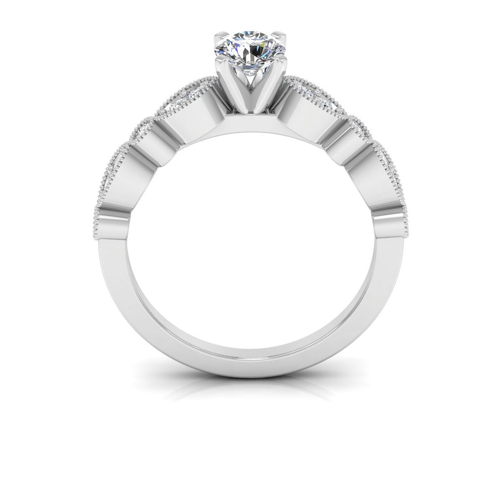 Scalloped Design Moissanite Engagement Ring full