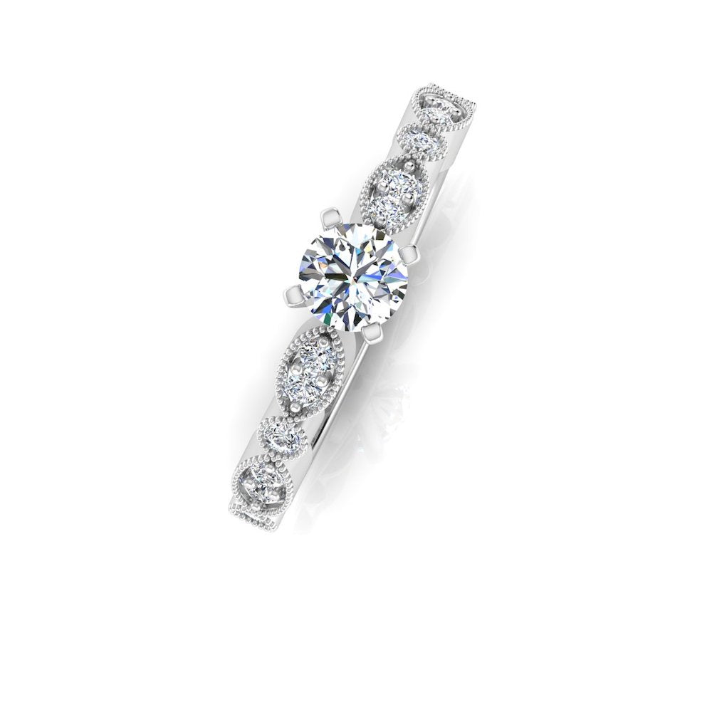 Scalloped Design Moissanite Engagement Ring top