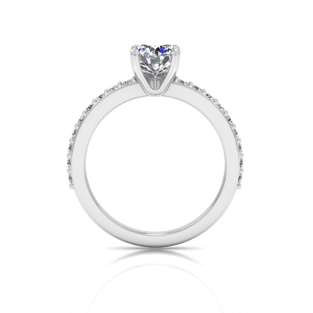 Semi Eternity Moissanite Brilliant Cut Engagement Ring full
