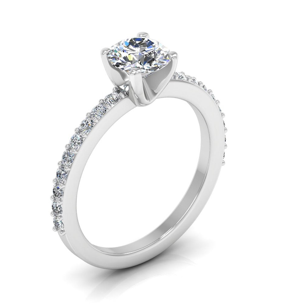 Semi Eternity Moissanite Brilliant Cut Engagement Ring side