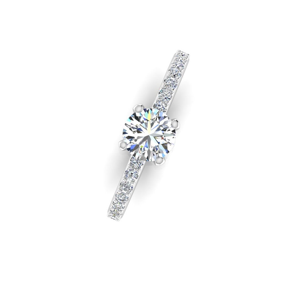 Semi Eternity Moissanite Brilliant Cut Engagement Ring top