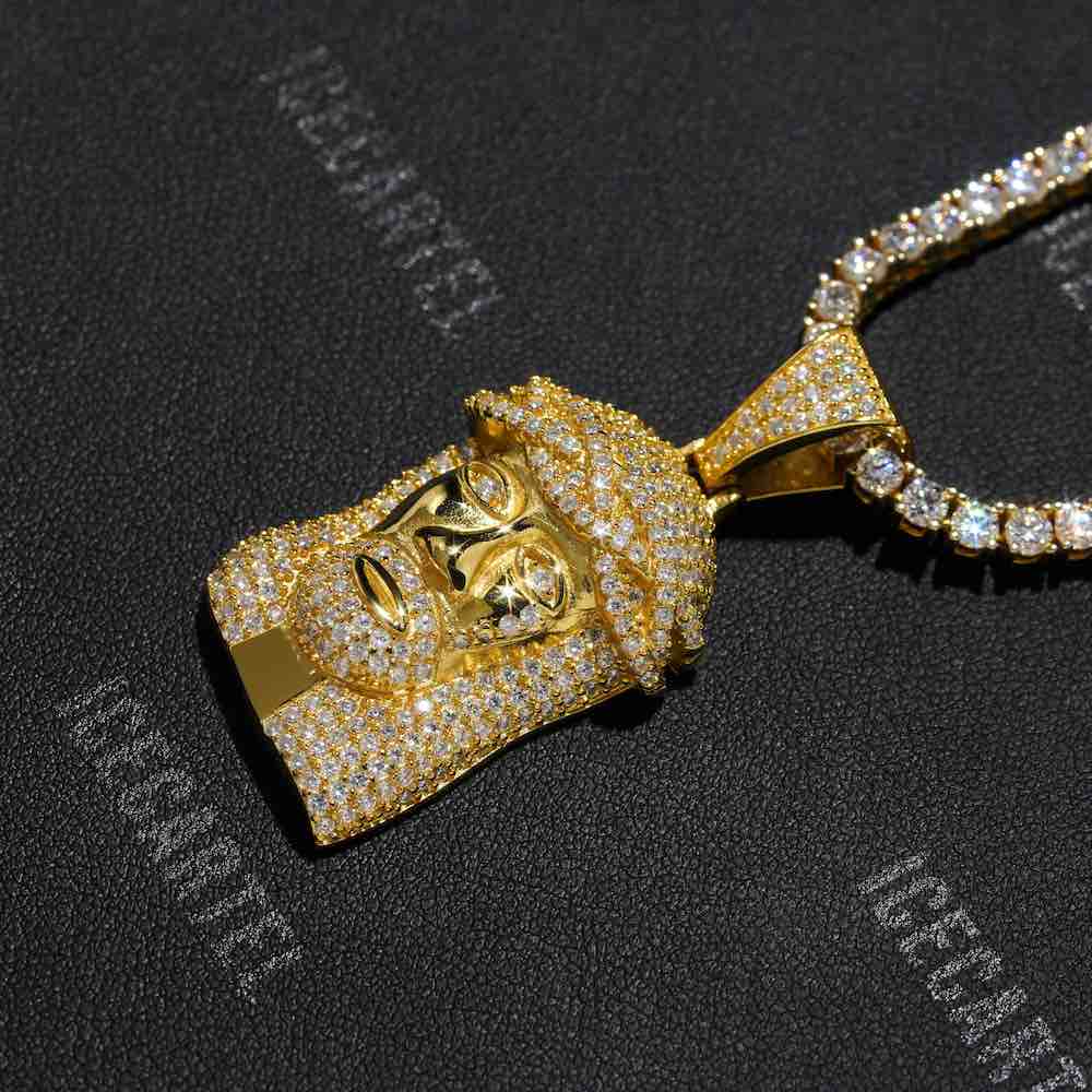 solid face jesus pendant icecartel 14k gold other side