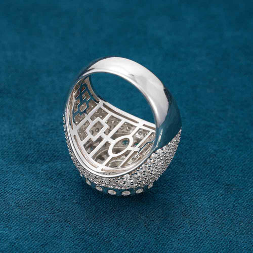 Solitaire pave ring moissanite 14k gold back