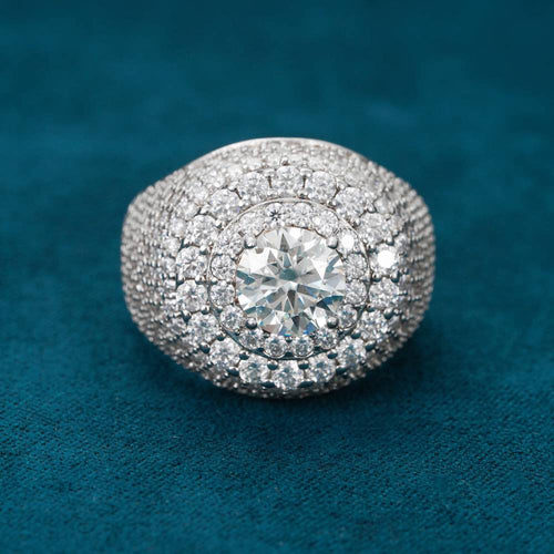 Solitaire pave ring moissanite 14k gold