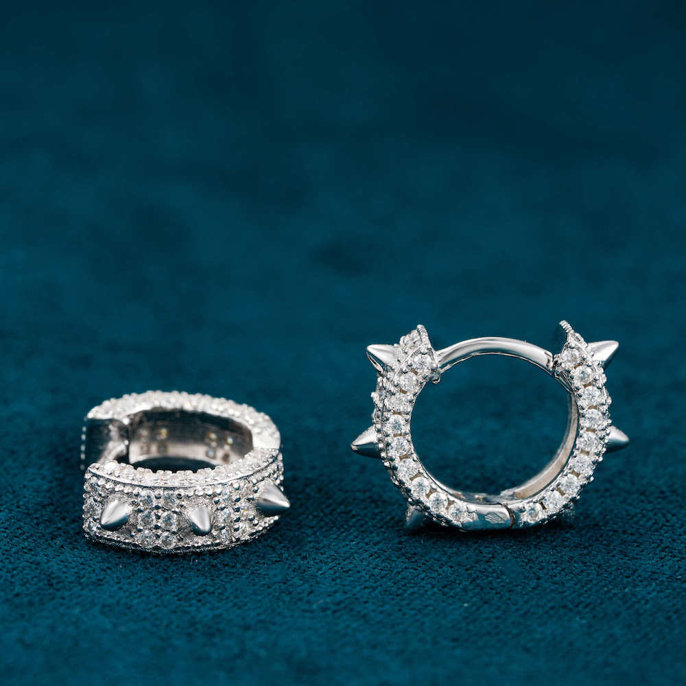 Spiked mini earrings icecartel 14k gold white side