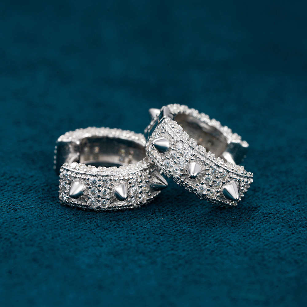 Spiked mini earrings icecartel 14k gold white