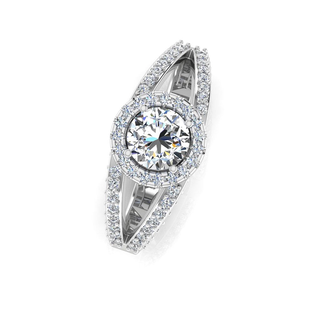 Split Shank Halo Moissanite Engagement Ring top