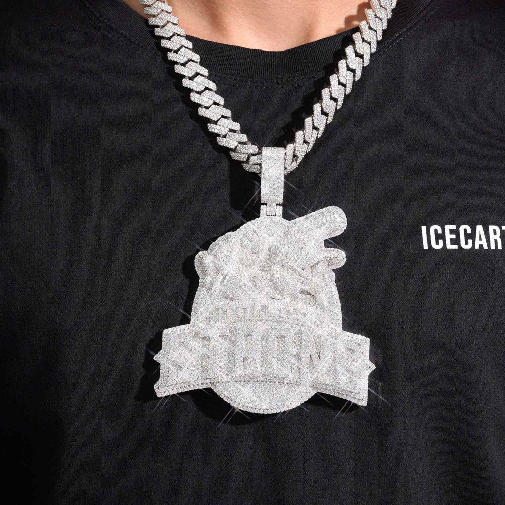 strong custom logo moissanite pendant 14k gold ICECARTEL model