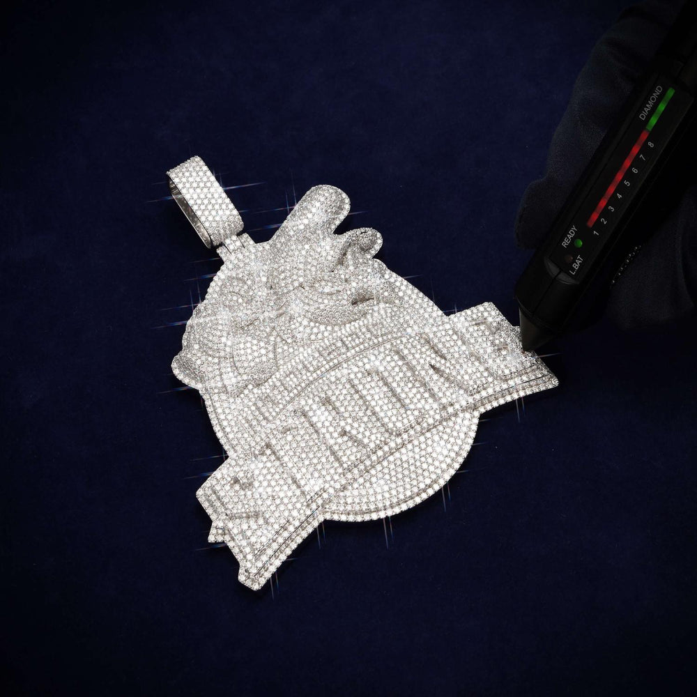 strong custom logo moissanite pendant 14k gold ICECARTEL test