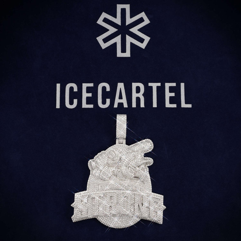 strong custom logo moissanite pendant 14k gold ICECARTEL