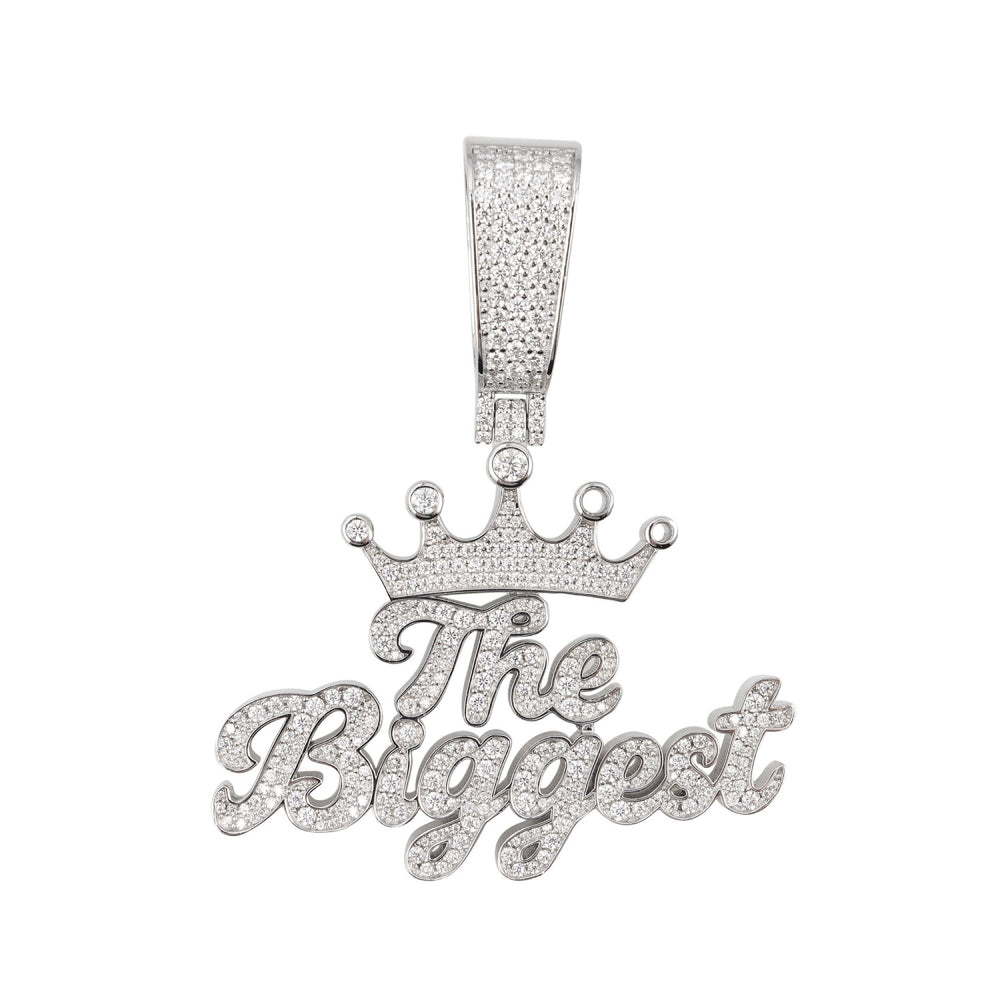 the biggest custom name moissanite pendant 14k gold white