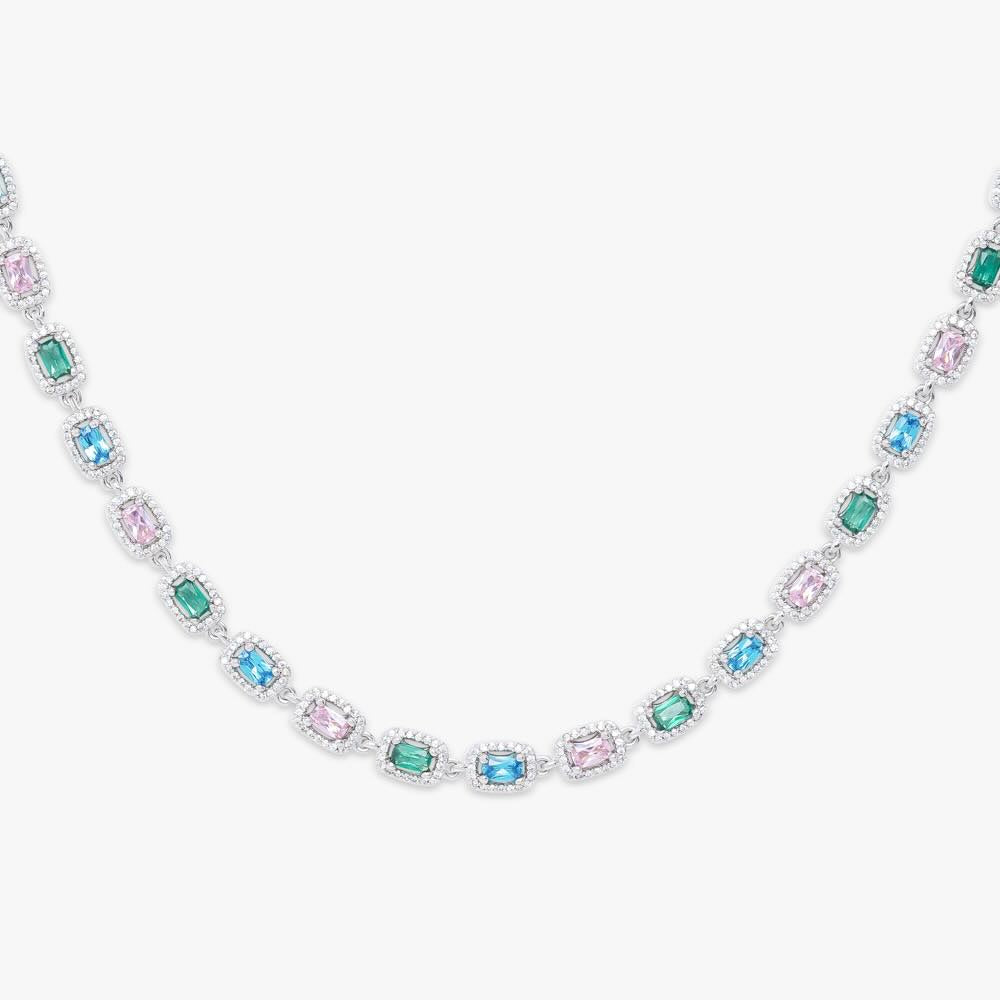 three color moissanite gemstone chain