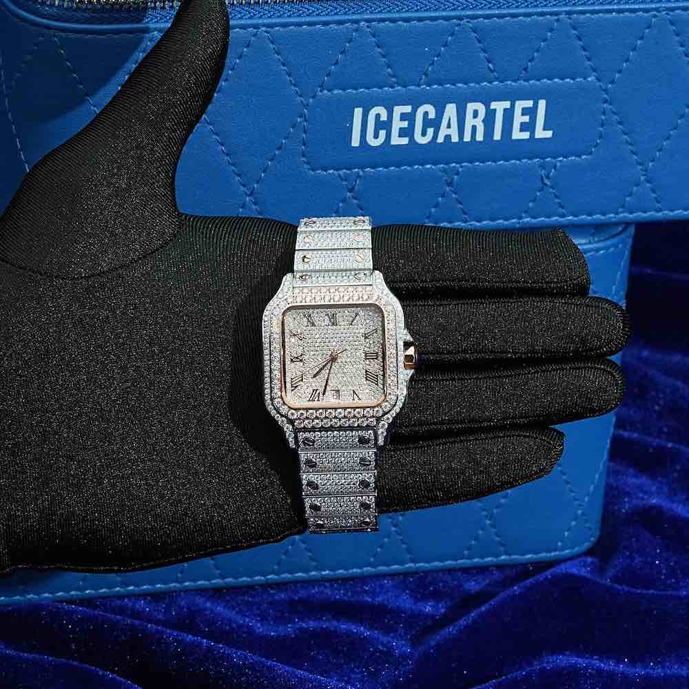 vvs moissanite watch 14k rose gold hand