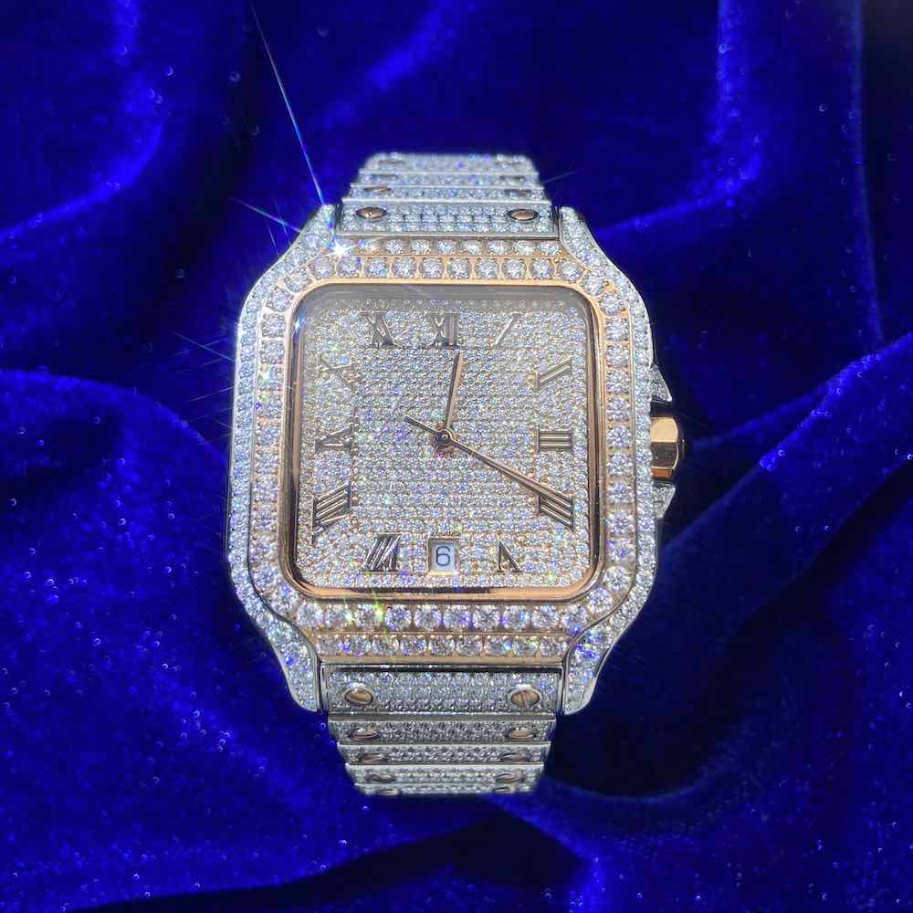 vvs moissanite watch 14k rose gold