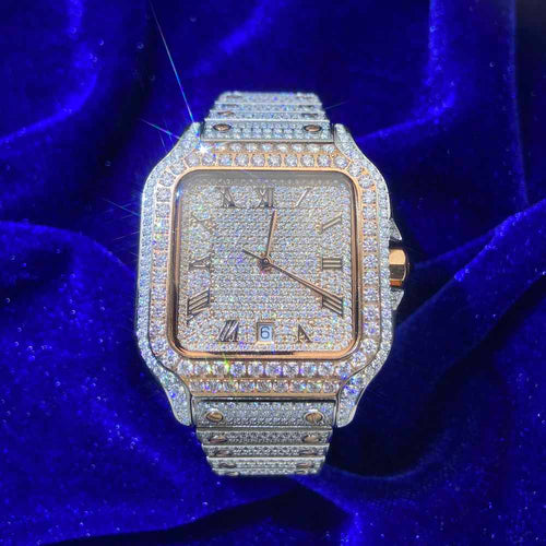 vvs moissanite watch 14k rose gold