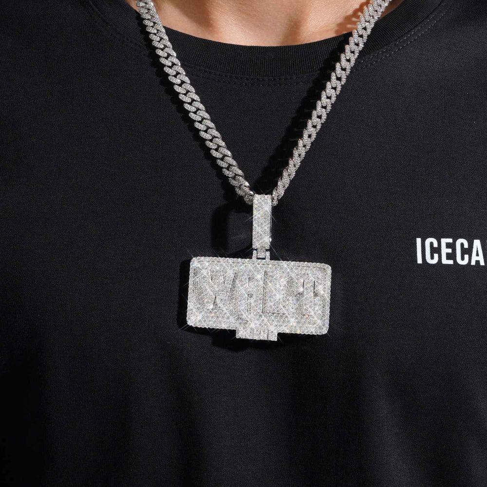 walt custom moissanite name pendant 14k gold ICECARTEL model