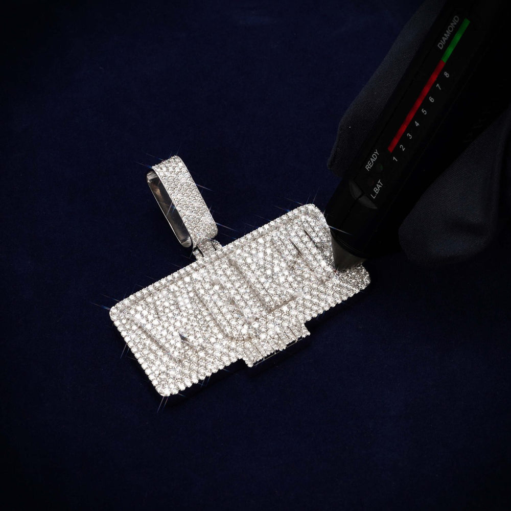 walt custom moissanite name pendant 14k gold ICECARTEL test