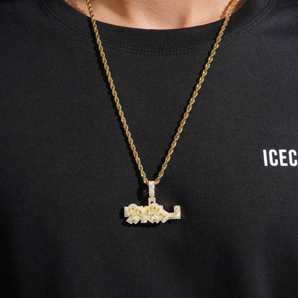 yl custom name moissanite pendant 14k gold ICECARTEL model