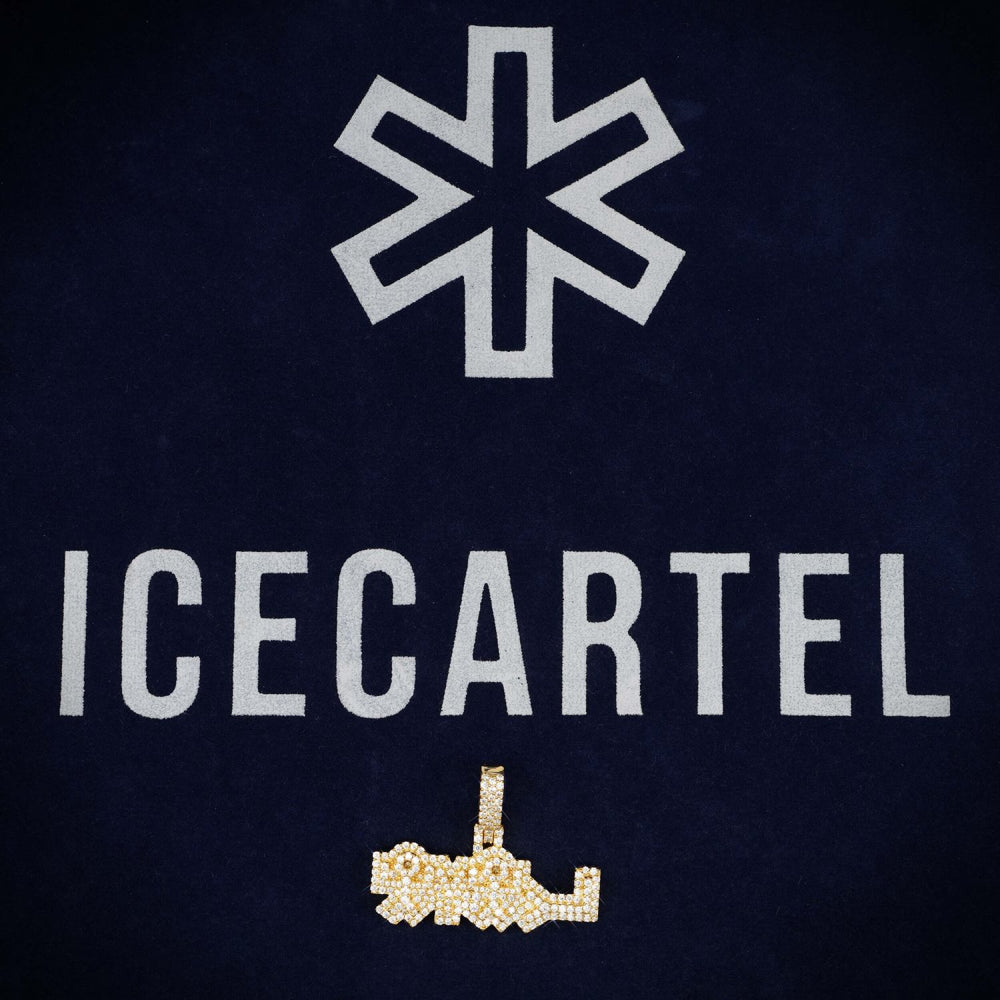 yl custom name moissanite pendant 14k gold ICECARTEL