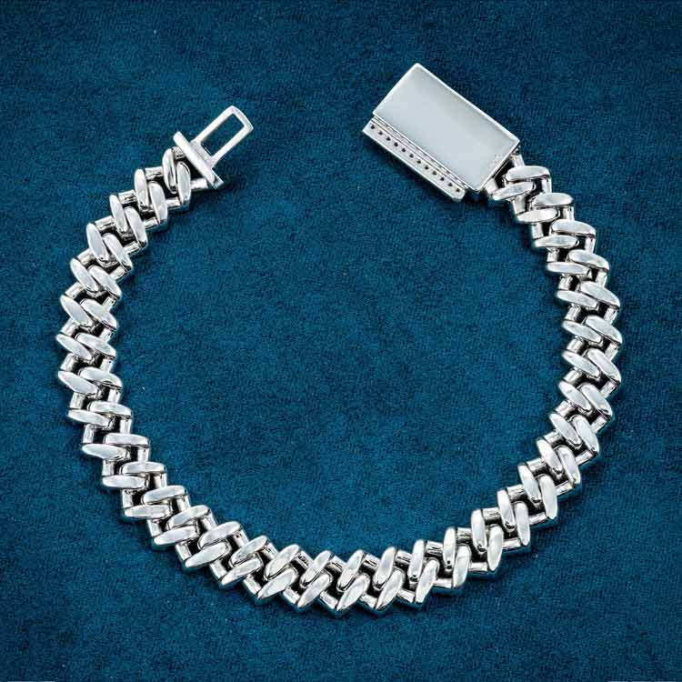 10mm mens moissanite cuban link bracelet 14k white gold vvs diamond clasp