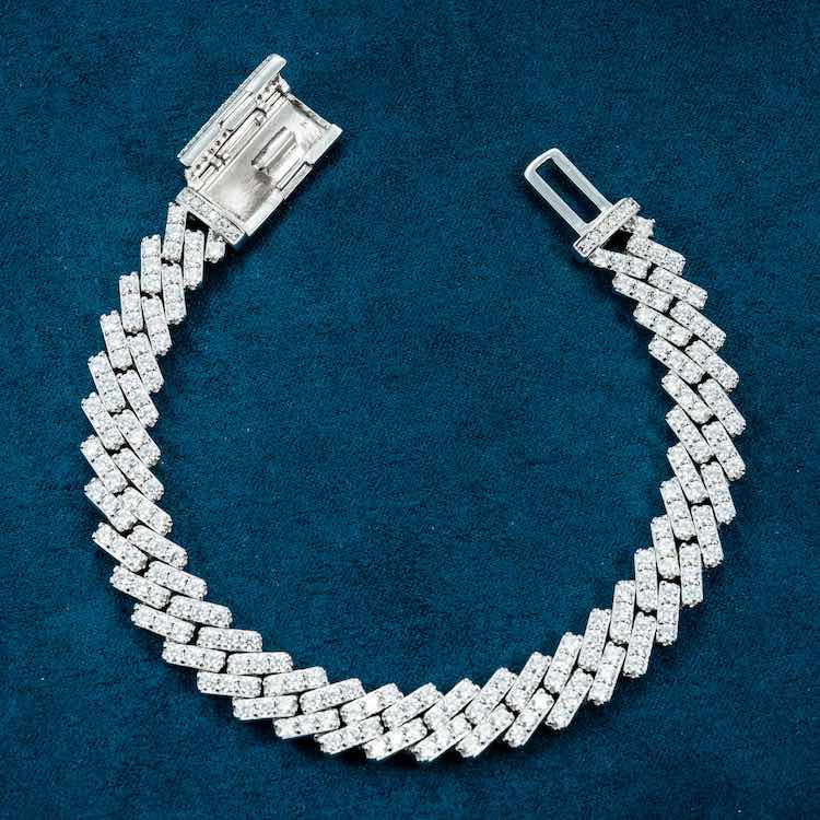 10mm moissanite miami cuban link bracelet mens ice diamond hip hop clasp open